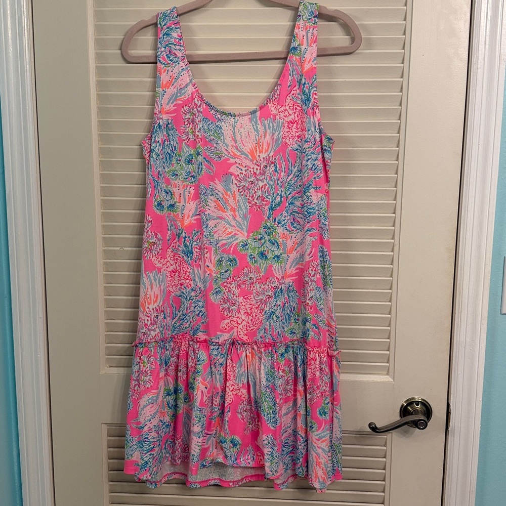 Lilly Pulitzer Skyelar Tank Dress Prosecco Pink Seaing Things Size Medium - Picture 6 of 8